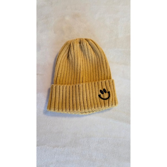 Other - Yellow Smiley Face Patch‎ Knit Beanie